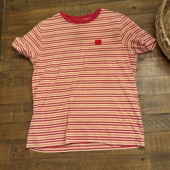 ACNE‎ STUDIOS Striped Smiley Patch Tee